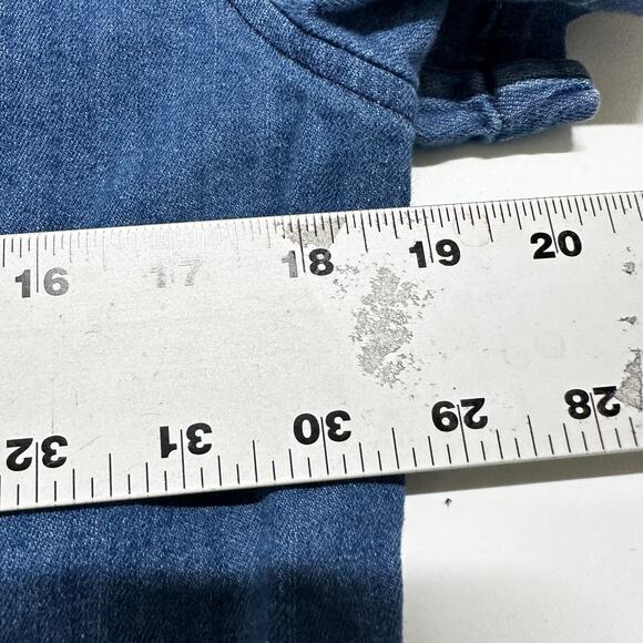 Doc Amelia Button Up Shirt Womens Size Medium M Blue Short Sleeve Cotton Blend - Picture 6 of 8